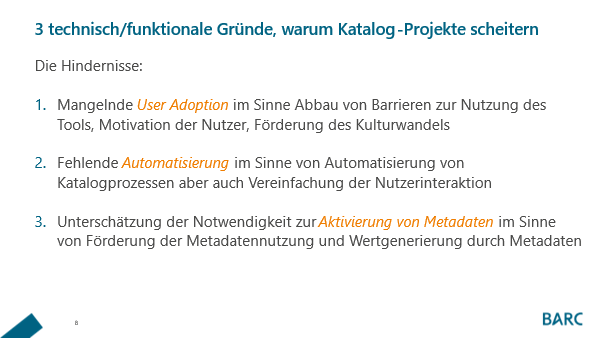 Data Catalogs Gründe für Scheitern